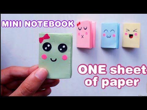 Easy Mini Notebook from ONE sheet of Paper - NO GLUE - Mini Paper Book DIY - Easy Paper Crafts