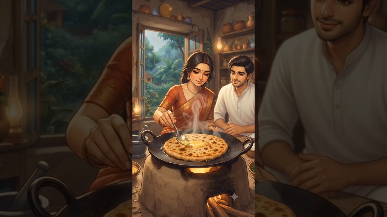 panir paratha, Mother Cooked Curry ❤️ #ghibli #shorts