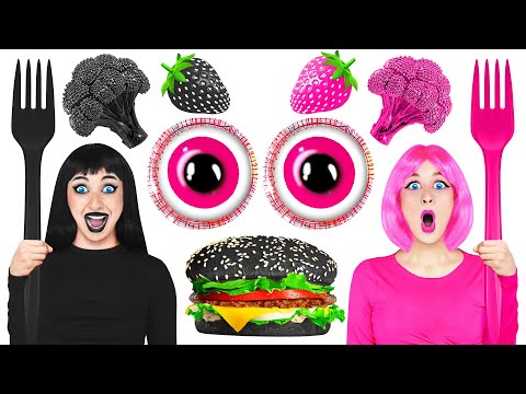 PINK VS SCHWARZ FOOD CHALLENGE | 24 Stunden alles nur in einer Farbe essen auf Multi DO! CHALLENGE