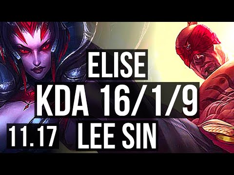 ELISE vs LEE SIN (JUNGLE) | 16/1/9, 66% winrate, Legendary | KR Master | v11.17