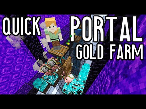 Quick AFK Portal Gold/XP Farm [simple] | Minecraft Video