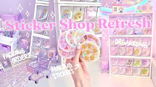 Sticker shop makeover ✨🌸 Making new stickers, inventory organization, packing orders, studio vlog
