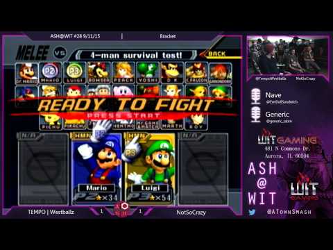 TEMPO | Westballz (Falcon, Mario, Sheik) vs NotSoCrazy (Luigi) - ASH@WIT #28 Melee Bracket