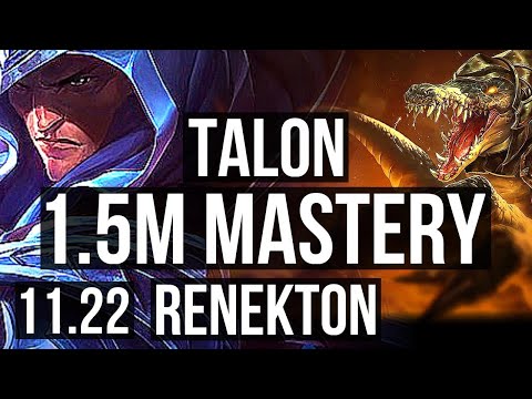 TALON vs RENEKTON (MID) | 1.5M mastery, 5/1/3, 700+ games | KR Challenger | 11.22