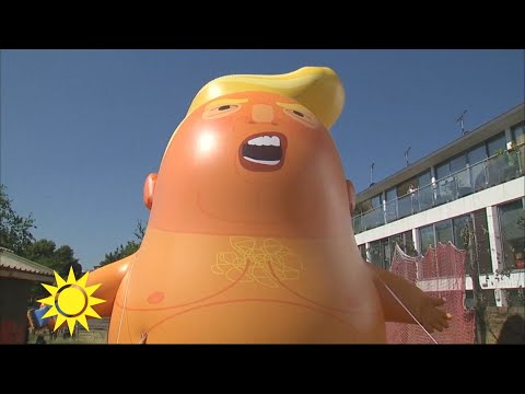 Trump i Europa – londonbor protesterar med stor ballong  - Nyhetsmorgon (TV4)