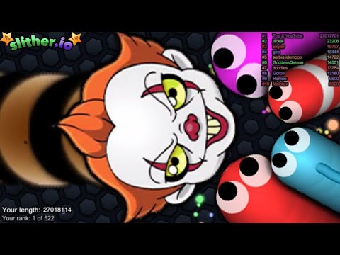 Slither.io A.I. Pennywise Vs Pro Snakes - Epic Skin Slitherio Vip Best Gameplay - World Record