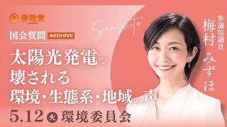 【国会アーカイブ】「太陽光発電で壊される環境・生態系・地域の声」参議院議員 梅村みずほ 国会質疑 令和8年5月12日 参政党
