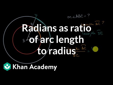 Radians as ratio of arc length to radius | Circles | High school geometry | Khan Academy
