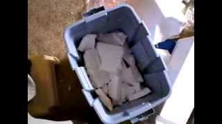 How to break up large pieces of styrofoam quickly and easily for space-saving disposal in a wastebin