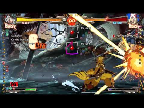 GGXRD REV 2.1 - Raven "stance punish" Sickle Storm - Tension 50