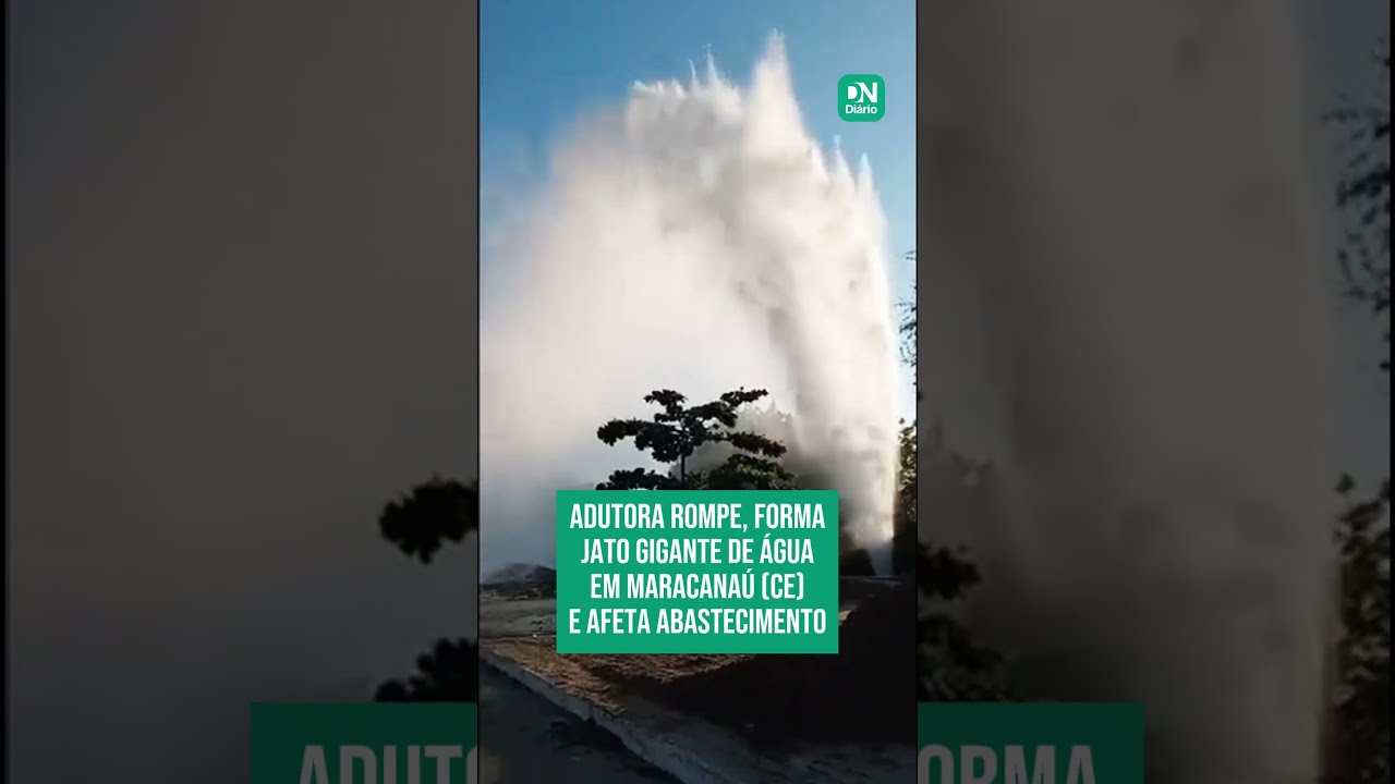 Imagem da notícia Adutora rompe, forma jato gigante de água em Maracanaú e afeta abastecimento; veja bairros