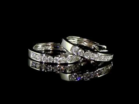 14k White Gold Diamond Huggies Earrings