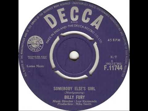 UK New Entry 1963 (206) Billy Fury - Somebody Else's Girl