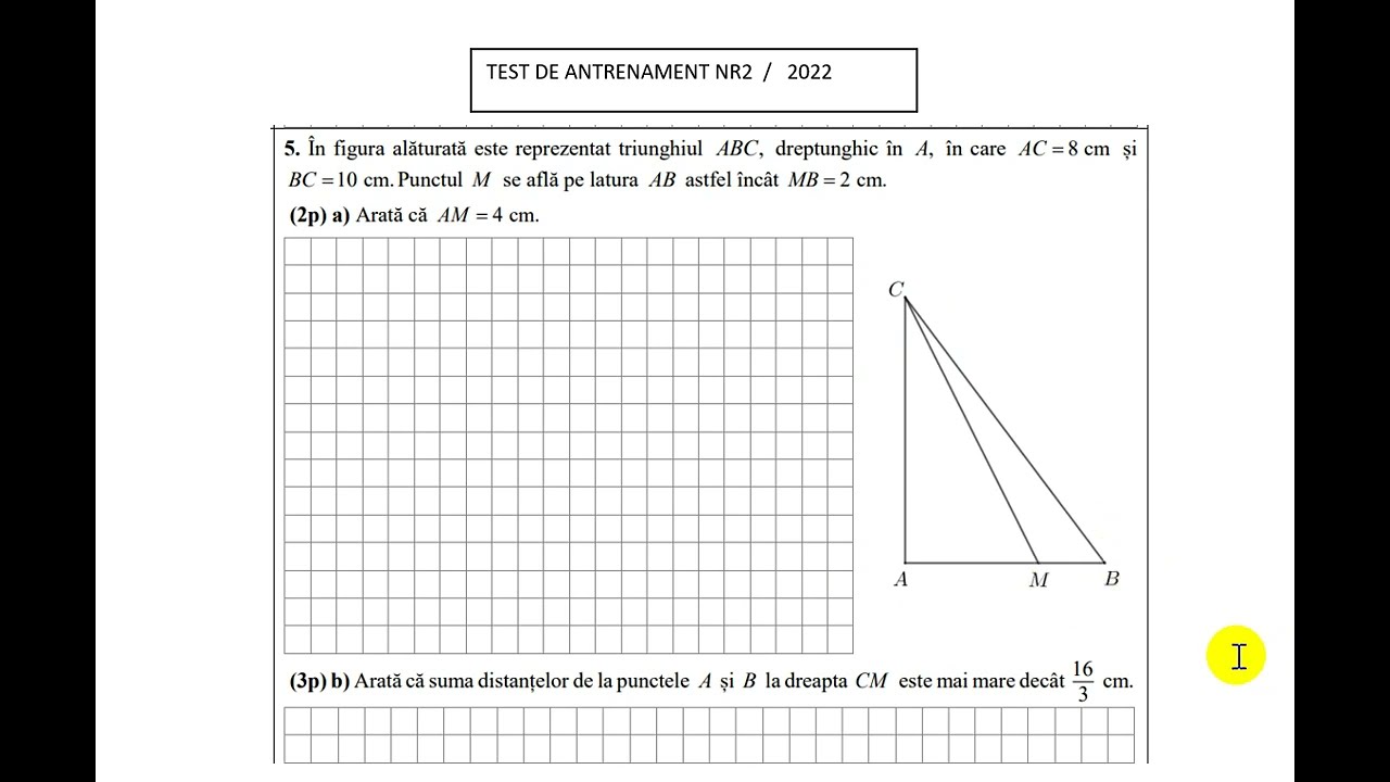 În figura al?turat? este reprezentat triunghiul ABC, dreptunghic în A, în care AC = 8 cm ?i BC =10
