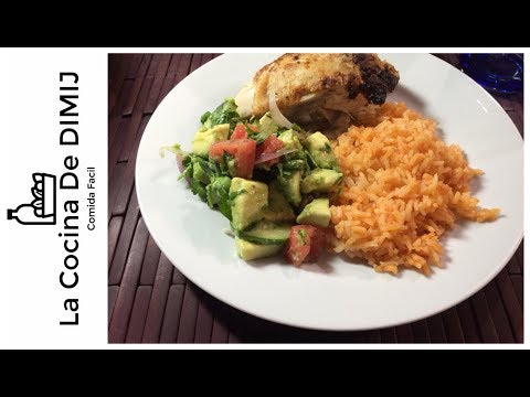 COMO HACER ARROZ ROJO MEXICANO Y ENSALADA DE AGUACATE