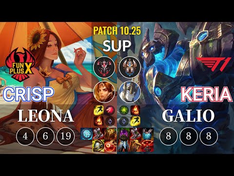 FPX Crisp Leona vs T1 Keria Galio Sup - KR Patch 10.25