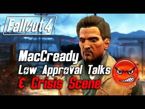 Fallout 4 - MacCready - All Low Approval Talks & Crisis Scene (MacCready Leaves Forever)