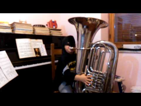 Batman 5 years old plays Beethoven with the tuba