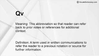 Qv Meaning