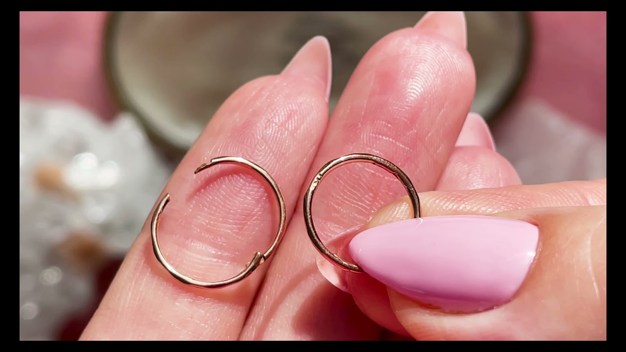 Art Deco 9ct Gold Faceted Sleeper Hoop Earrings #9262