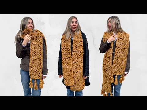 GRANNY SQUARE SCARF - FREE CROCHET PATTERN