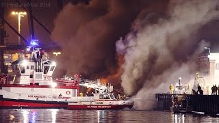 preview picture of video 'LAFD / Wharf Fire / San Pedro Fire Boats in Action! Part 1 of 3 / Night-Time'