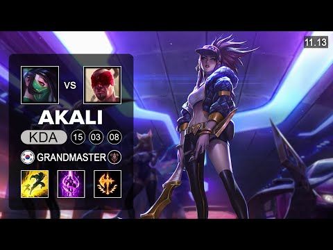 Akali Mid vs Lee Sin - KR Grandmaster Patch 11.13