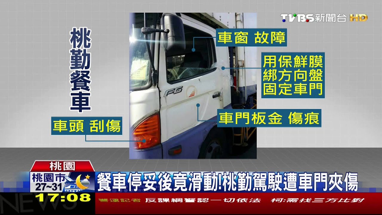 餐車停妥後竟滑動! 桃勤駕駛遭車門夾傷