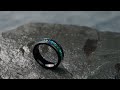 THE STARRY SKY Black Tungsten Wedding Rings With Blue Opal