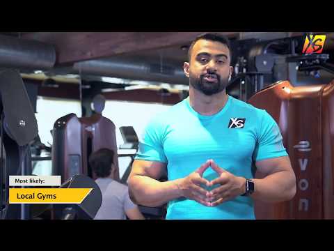 deepak sagar on treadmill,shoulder press machine and in background