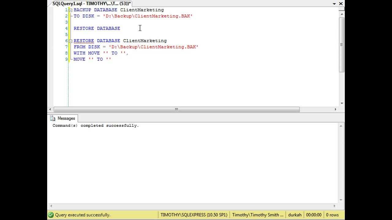 TSQL: Backup and Restoring Databases