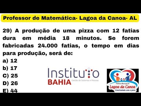 QUESTÃO 29- PROFESSOR DE MATEMÁTICA- LAGOA DA CANOA- AL- INSTITUTO BAHIA