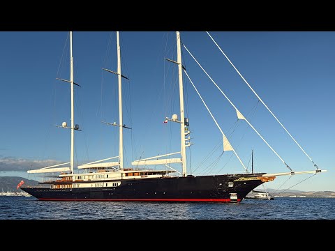 World’s Largest Sailing Yacht KORU (127m) – Jeff Bezos’ Superyacht Full Arrival in Gibraltar