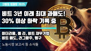 11/21) 비트 3년 이래 최대 과매도!30% 이상 하락 기록 중 이더리움, 톰 리, 비트 재무기업비트 매도, 랑그랑주, 펭구