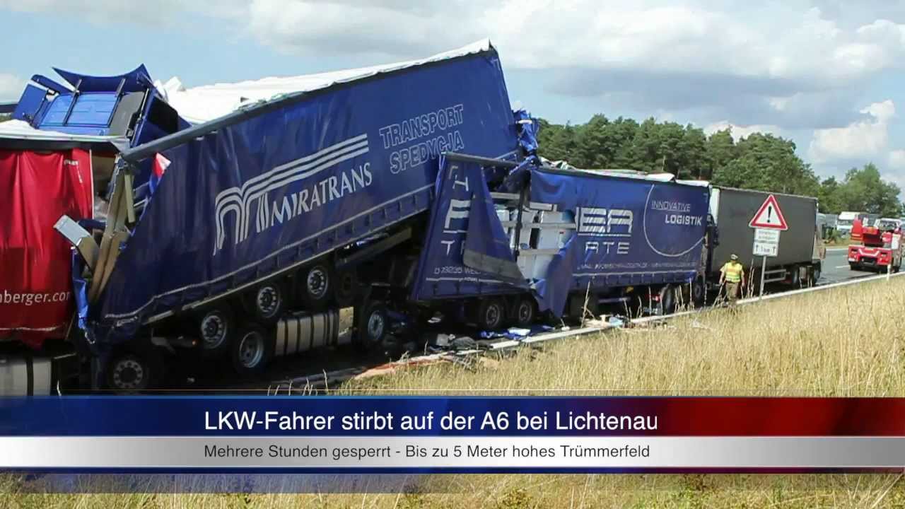 30.07.2013 (AN) Lkw-Fahrer stirbt in Trümmerberg auf der A6 bei Lichtenau