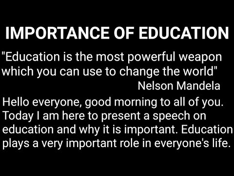 Speech on Importance of Education | 2nd Short speech for school students |  Speech in English |