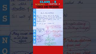 Force And Pressure Notes - Class 8 Science Chapter 8 | #notes #science #shortvideo