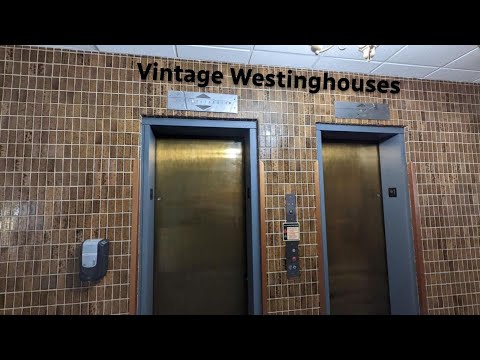 Vintage Westinghouse traction elevators at Webster Hall - University of Pittsburgh in PA