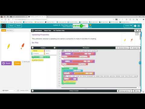 Code.org - CS Discoveries - Unit 3: Interactive Animations & Games: Lesson 12: Level 5