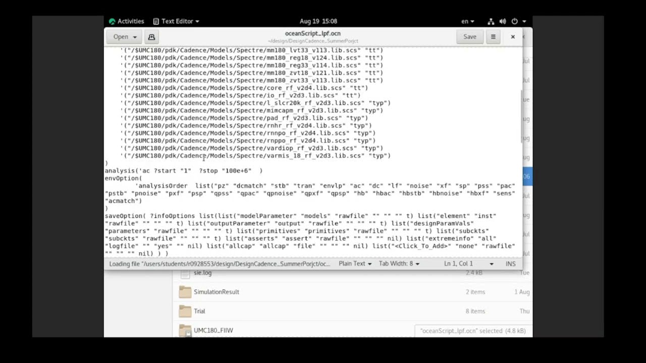Cadence | Ocean script | Simulation automation | Find and Load Ocean script.