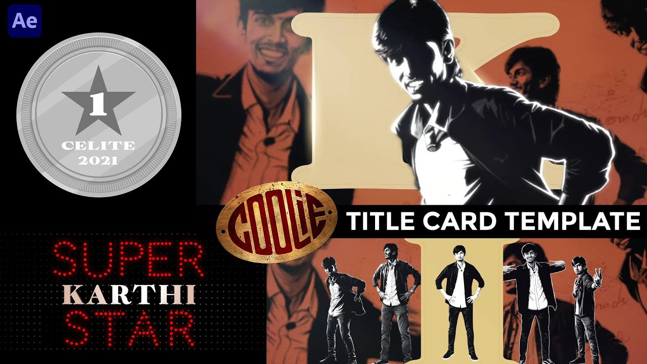 Rajini Title Card After Effects Template - Coolie Template | Celite