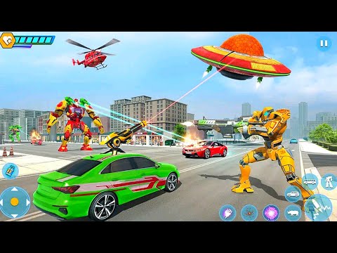 Bus Rhino Car Robot Transform Games 2022: City Defense Mode - Android iOS Gameplay