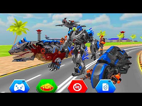 Multi Robot Transform Game 2021: Dinosaur Robot Bike Transform Battle: Blue Robot - Android Gameplay