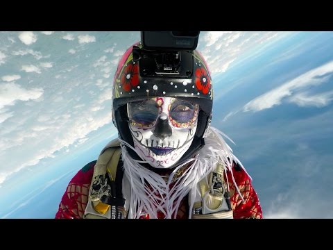 Human Sugar Skulls Go Skydiving, Celebrating Dia De Los Muertos