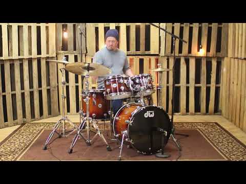 DW Collector's Tobacco Burst Lacquer Over Pure Maple Drum Set - 20, 10, 12, 14, 5.5x14