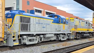Delaware Lackawanna working Steamtown with a Classic Alco Heritage lashup