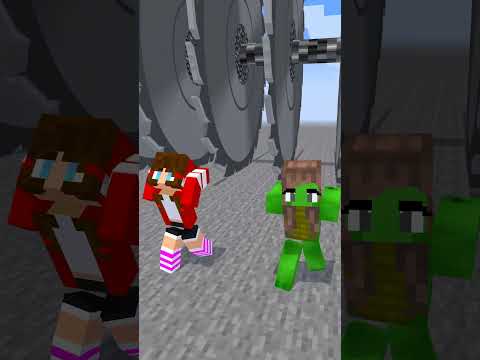 JJ and Mikey Running Away From Big Saw! - Maizen Minecraft Animation #maizen #minecraft #shorts