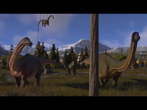 Jurassic World Evolution 2: Diplodocus herd vs Carcharodontosaurus pack