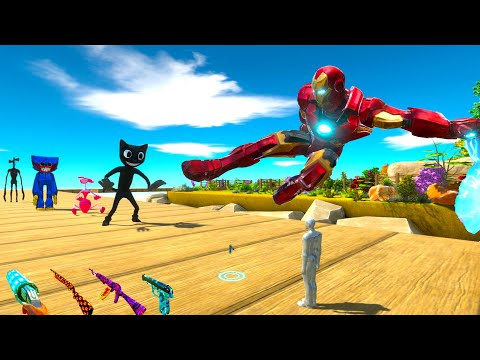 IRON MAN and FPS AVATAR RESCUE MISSION DEATH RUN - Animal Revolt Battle Simulator