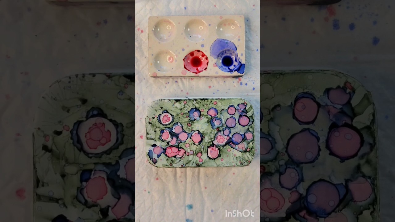 Painting my new alcohol ink palette tin! #art #alcoholink  #floral #tinypainting #shorts